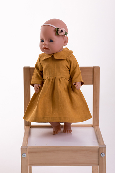 Кукольное платье горчичного цвета